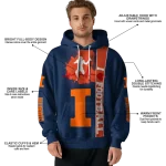 illinois fighting illini football heartbeat blue hoodie best selling