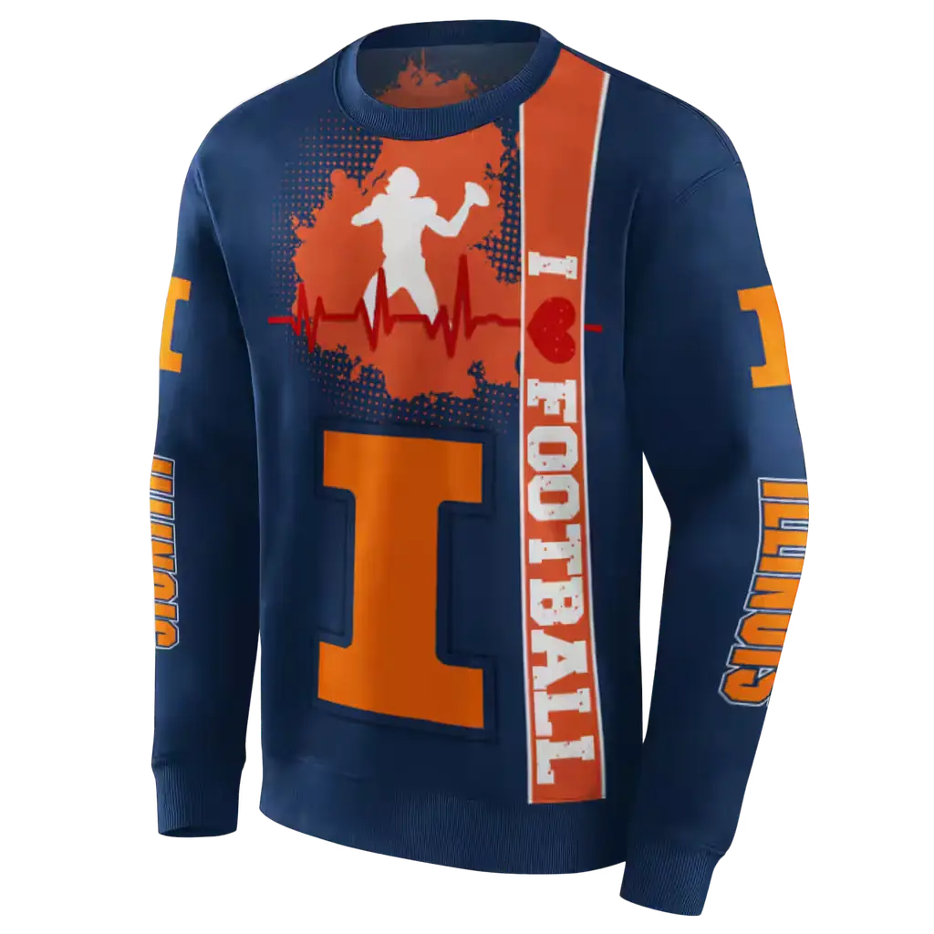 illinois fighting illini football heartbeat blue hoodie new arrival illinois fighting illini football heartbeat blue hoodie new arrival
