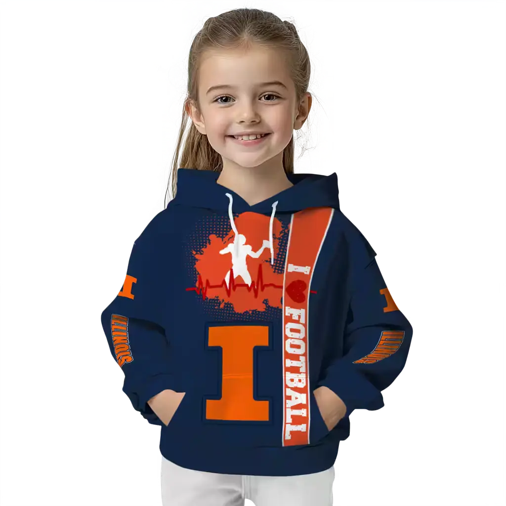 illinois fighting illini football heartbeat blue hoodie top rated illinois fighting illini football heartbeat blue hoodie top rated