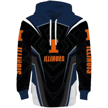 illinois fighting illini futuristic pattern blue black hoodie best selling