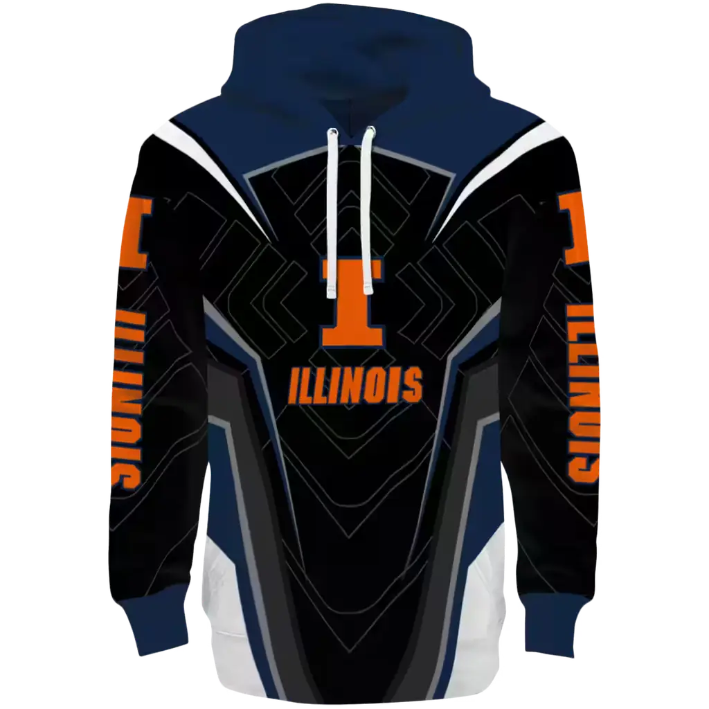 illinois fighting illini futuristic pattern blue black hoodie best selling illinois fighting illini futuristic pattern blue black hoodie best selling
