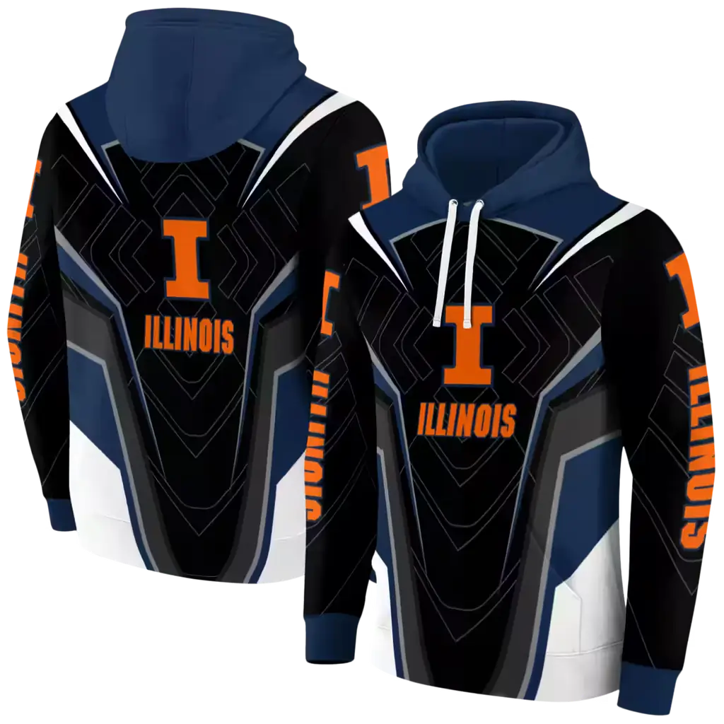 illinois fighting illini futuristic pattern blue black hoodie fashion forward illinois fighting illini futuristic pattern blue black hoodie fashion forward