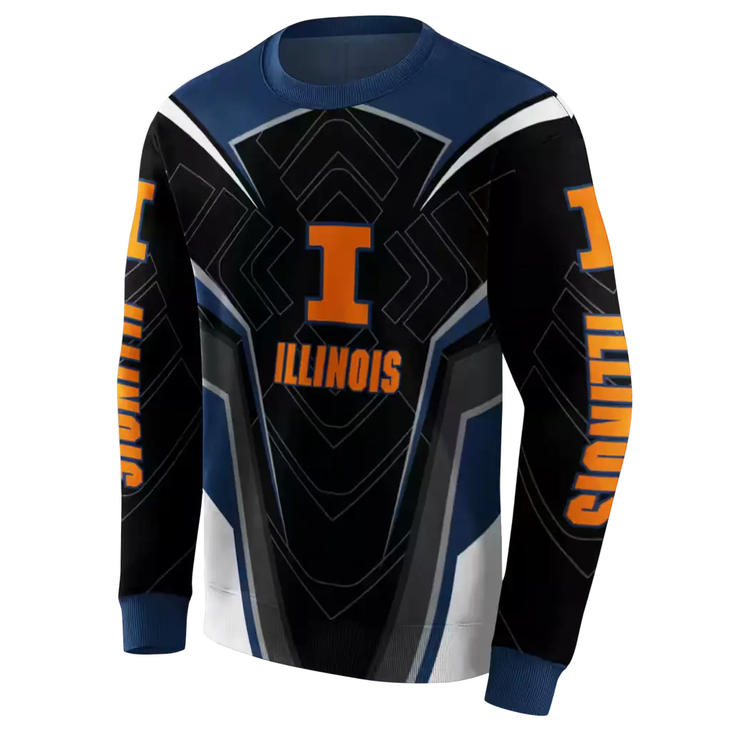 illinois fighting illini futuristic pattern blue black hoodie new arrival illinois fighting illini futuristic pattern blue black hoodie new arrival
