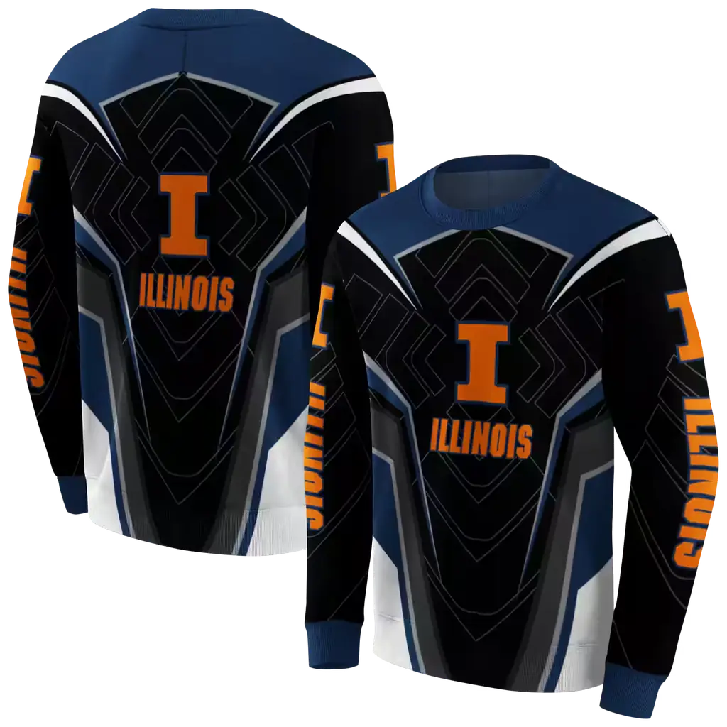 illinois fighting illini futuristic pattern blue black hoodie premium grade illinois fighting illini futuristic pattern blue black hoodie premium grade