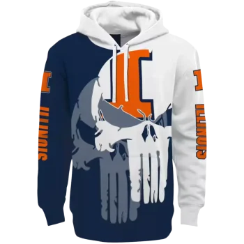 illinois fighting illini graphic punisher blue white hoodie best selling