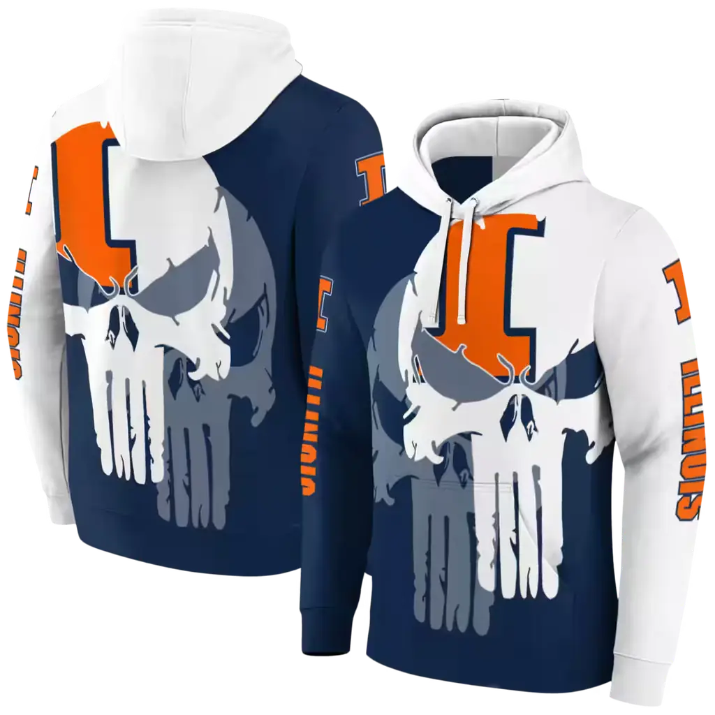 illinois fighting illini graphic punisher blue white hoodie fashion forward illinois fighting illini graphic punisher blue white hoodie fashion forward