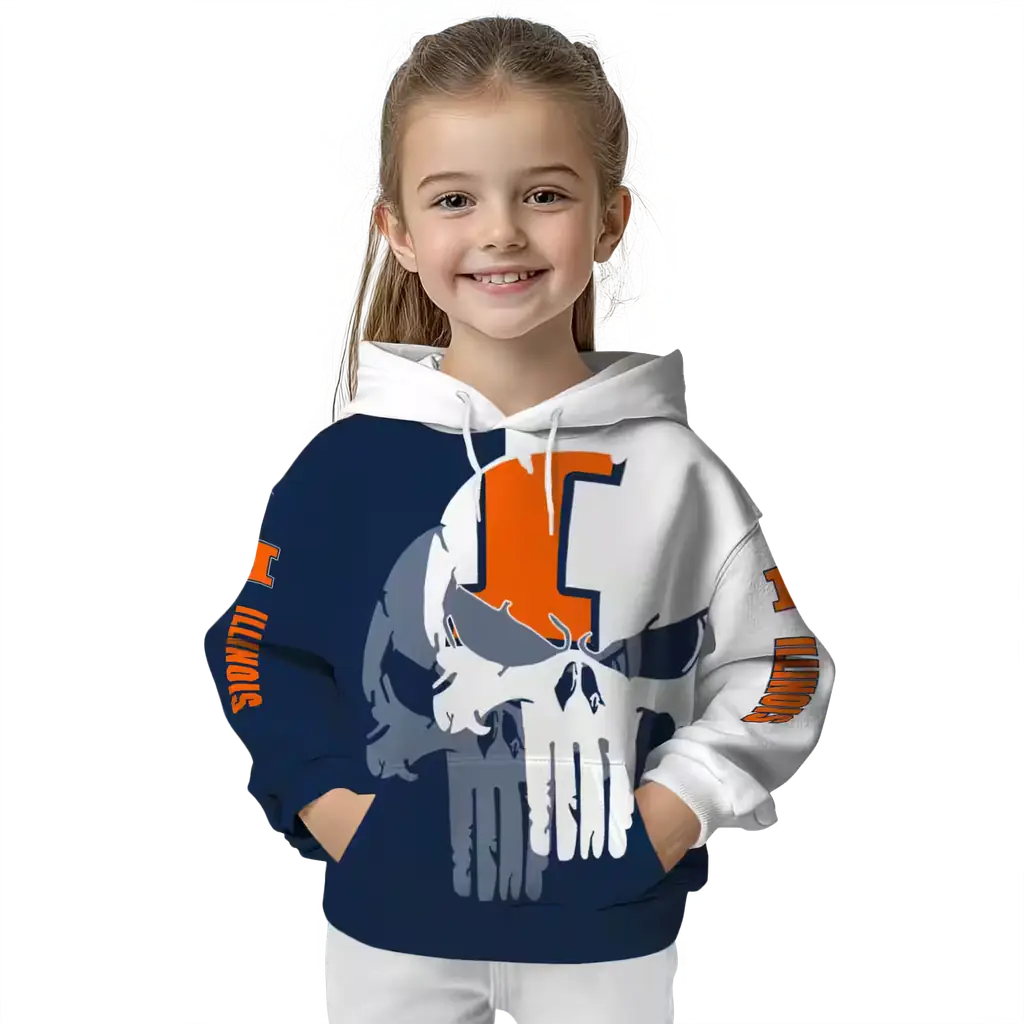 illinois fighting illini graphic punisher blue white hoodie top rated illinois fighting illini graphic punisher blue white hoodie top rated