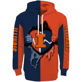 illinois fighting illini heartbeat graphic blue hoodie best selling