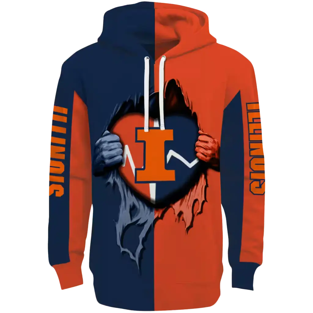 illinois fighting illini heartbeat graphic blue hoodie best selling illinois fighting illini heartbeat graphic blue hoodie best selling