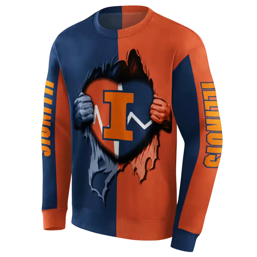 illinois fighting illini heartbeat graphic blue hoodie new arrival illinois fighting illini heartbeat graphic blue hoodie new arrival