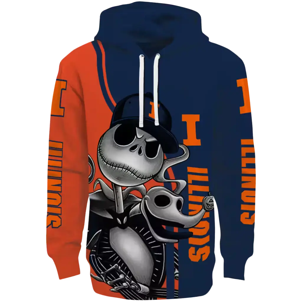 illinois fighting illini jack skellington blue hoodie best selling illinois fighting illini jack skellington blue hoodie best selling