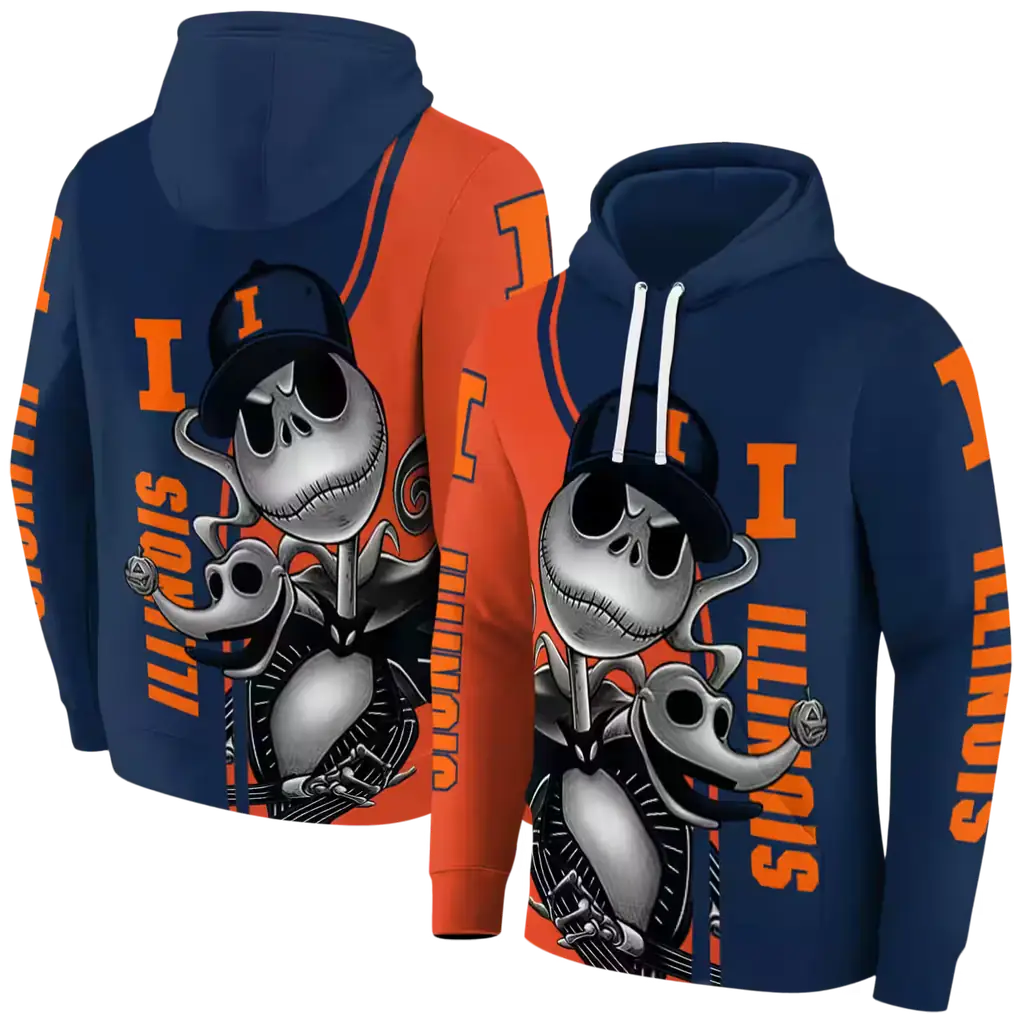 illinois fighting illini jack skellington blue hoodie fashion forward illinois fighting illini jack skellington blue hoodie fashion forward