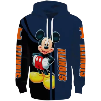 illinois fighting illini mickey mouse blue black hoodie best selling