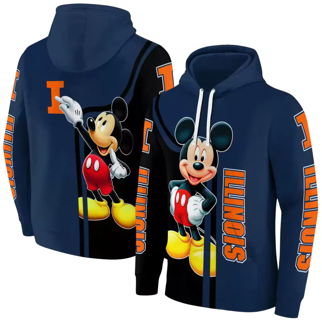 illinois fighting illini mickey mouse blue black hoodie fashion forward illinois fighting illini mickey mouse blue black hoodie fashion forward