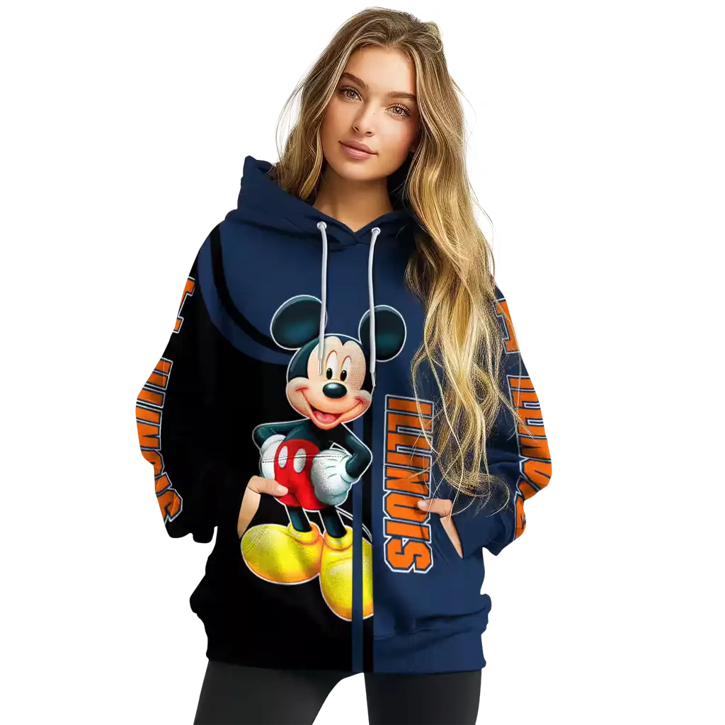 illinois fighting illini mickey mouse blue black hoodie high quality illinois fighting illini mickey mouse blue black hoodie high quality