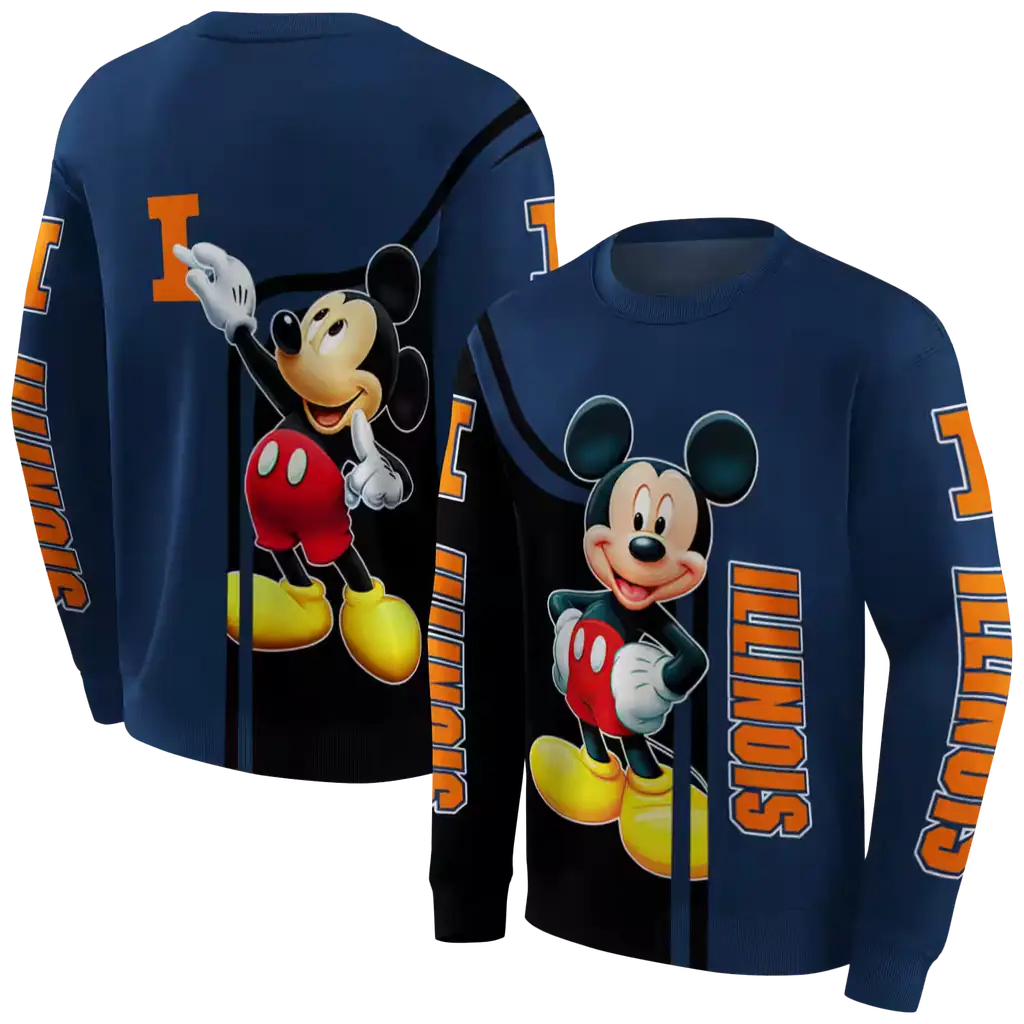 illinois fighting illini mickey mouse blue black hoodie premium grade illinois fighting illini mickey mouse blue black hoodie premium grade