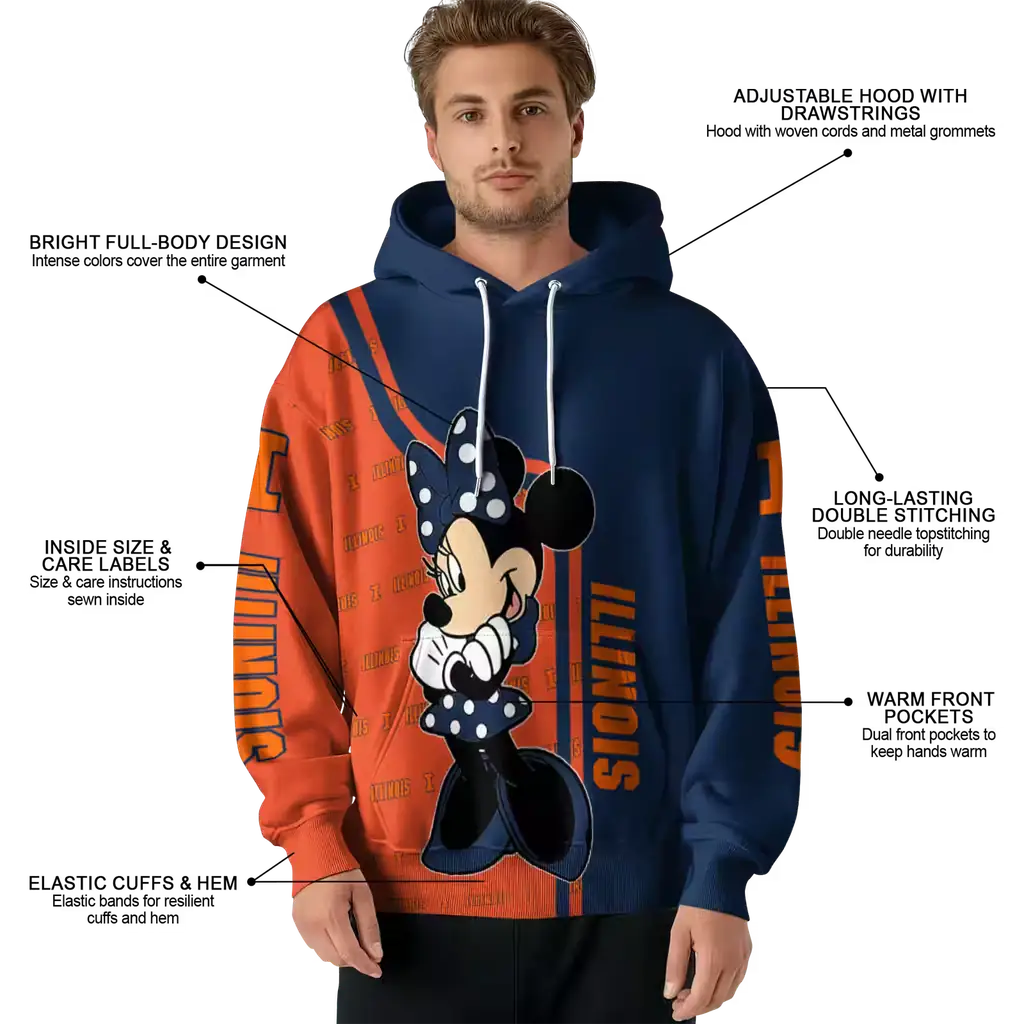 illinois fighting illini minnie mouse blue hoodie latest model illinois fighting illini minnie mouse blue hoodie latest model