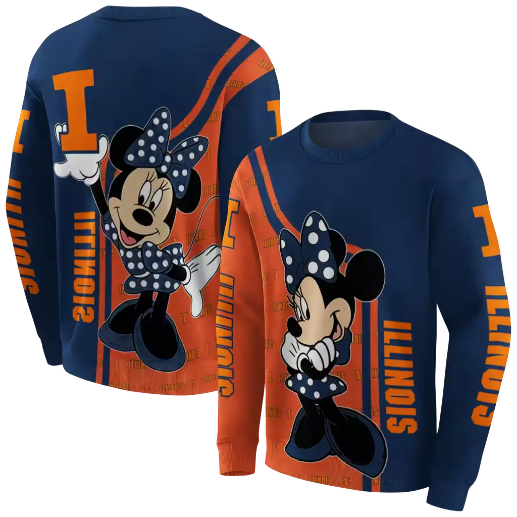 illinois fighting illini minnie mouse blue hoodie premium grade illinois fighting illini minnie mouse blue hoodie premium grade
