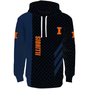 illinois fighting illini monogram pattern blue hoodie best selling