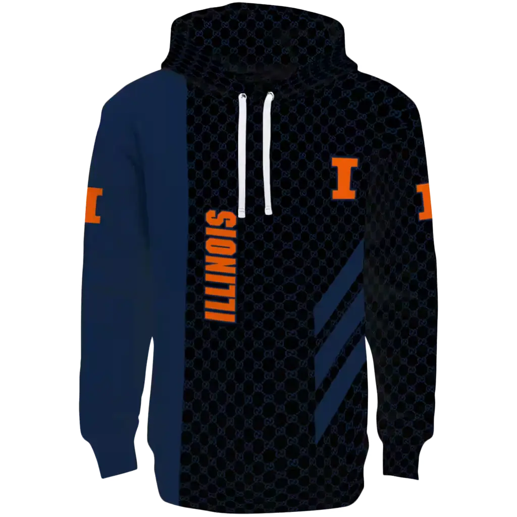 illinois fighting illini monogram pattern blue hoodie best selling illinois fighting illini monogram pattern blue hoodie best selling