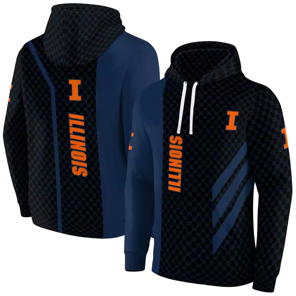 illinois fighting illini monogram pattern blue hoodie fashion forward illinois fighting illini monogram pattern blue hoodie fashion forward