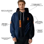 illinois fighting illini monogram pattern blue hoodie best selling