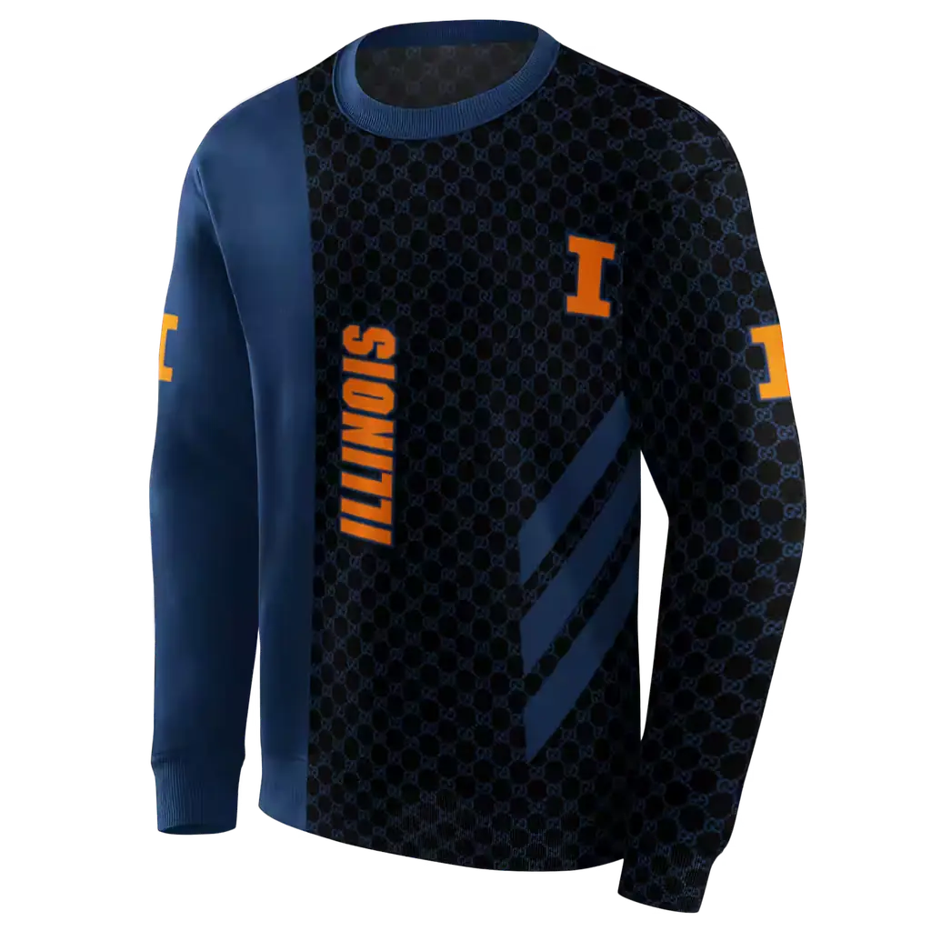illinois fighting illini monogram pattern blue hoodie new arrival illinois fighting illini monogram pattern blue hoodie new arrival