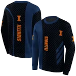 illinois fighting illini monogram pattern blue hoodie best selling