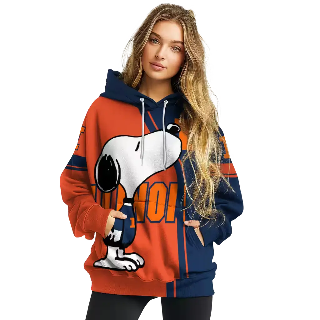 illinois fighting illini playful snoopy blue hoodie high quality illinois fighting illini playful snoopy blue hoodie high quality