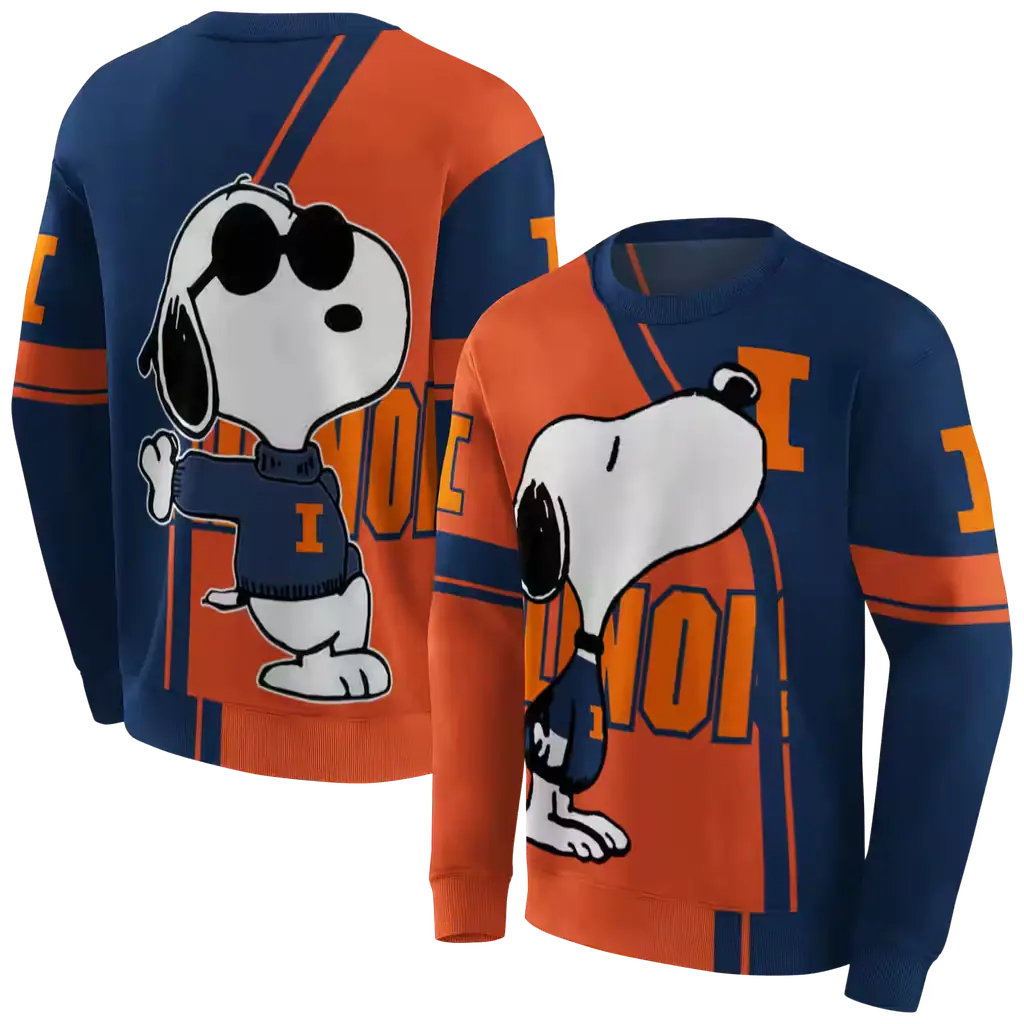illinois fighting illini playful snoopy blue hoodie premium grade illinois fighting illini playful snoopy blue hoodie premium grade