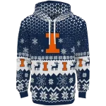 illinois fighting illini reindeer motif blue hoodie best selling