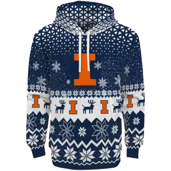 illinois fighting illini reindeer motif blue hoodie best selling