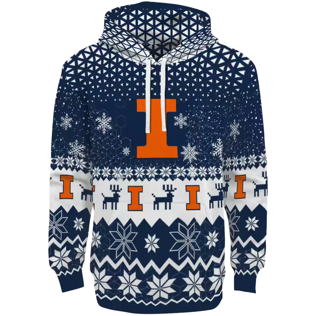 illinois fighting illini reindeer motif blue hoodie best selling illinois fighting illini reindeer motif blue hoodie best selling