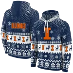 illinois fighting illini reindeer motif blue hoodie best selling