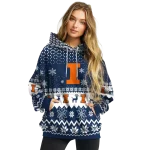 illinois fighting illini reindeer motif blue hoodie best selling