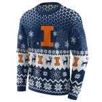 illinois fighting illini reindeer motif blue hoodie best selling