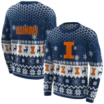 illinois fighting illini reindeer motif blue hoodie best selling