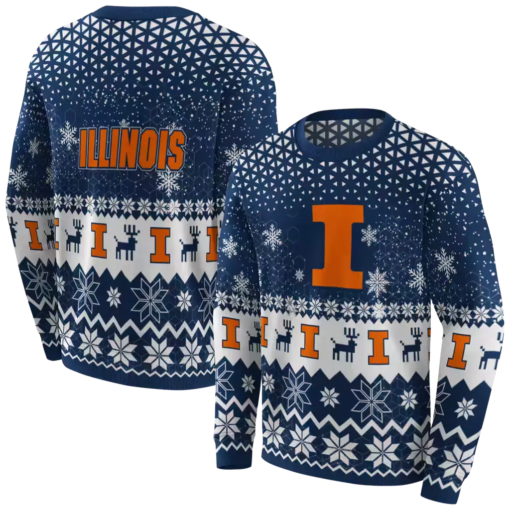 illinois fighting illini reindeer motif blue hoodie premium grade illinois fighting illini reindeer motif blue hoodie premium grade