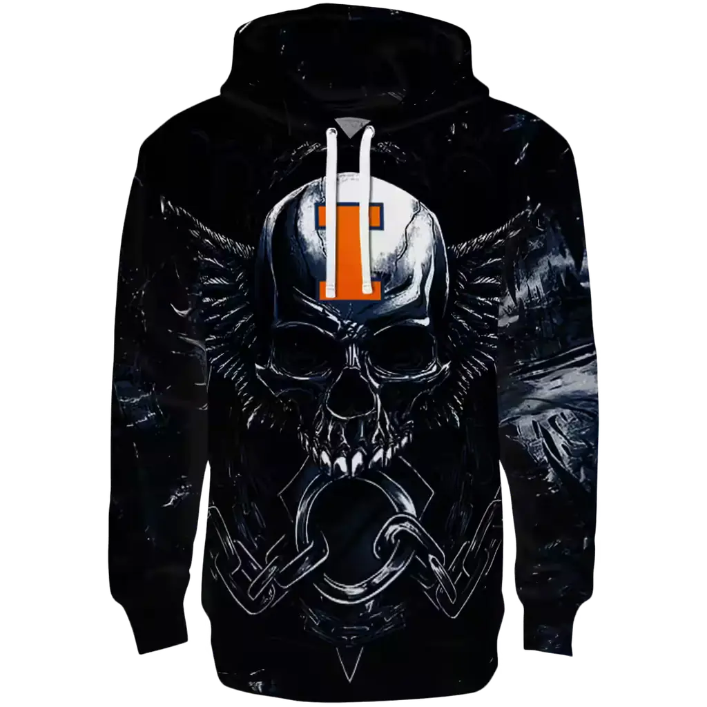 illinois fighting illini skull artwork blue black hoodie best selling illinois fighting illini skull artwork blue black hoodie best selling