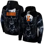 illinois fighting illini skull artwork blue black hoodie best selling