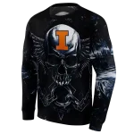illinois fighting illini skull artwork blue black hoodie best selling