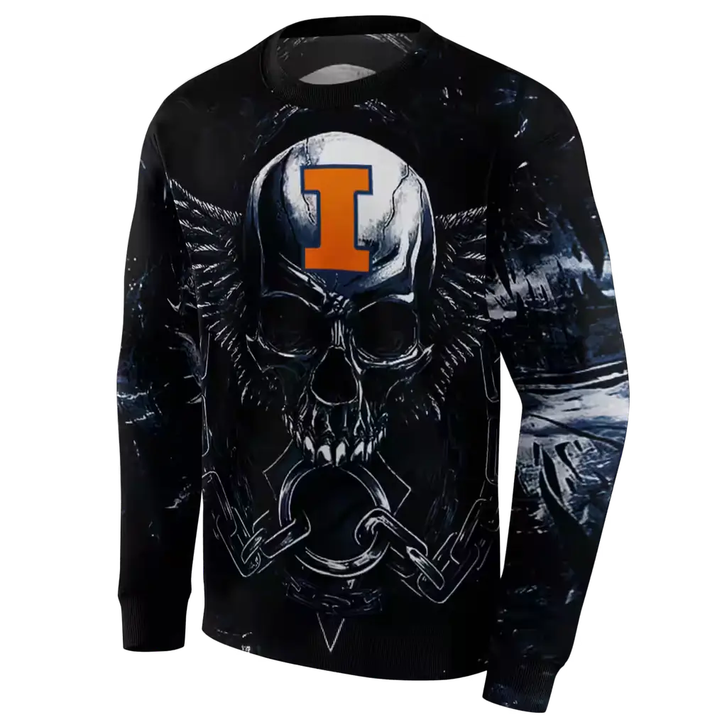 illinois fighting illini skull artwork blue black hoodie new arrival illinois fighting illini skull artwork blue black hoodie new arrival