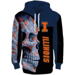 illinois fighting illini skull motif blue black hoodie best selling