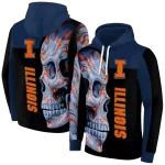 illinois fighting illini skull motif blue black hoodie best selling
