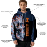 illinois fighting illini skull motif blue black hoodie best selling