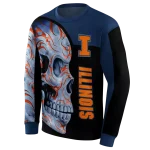 illinois fighting illini skull motif blue black hoodie best selling