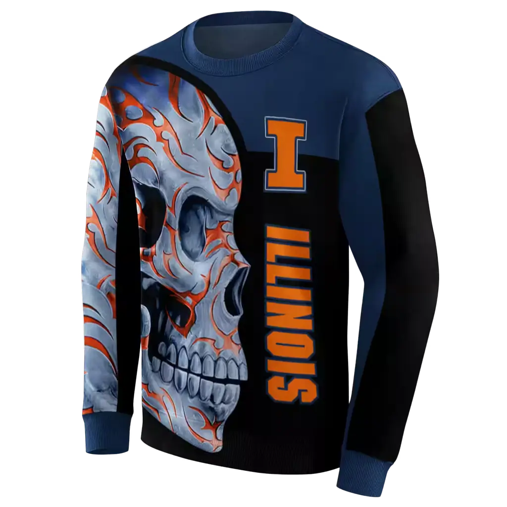 illinois fighting illini skull motif blue black hoodie new arrival illinois fighting illini skull motif blue black hoodie new arrival