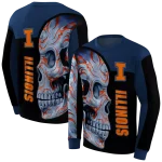 illinois fighting illini skull motif blue black hoodie best selling