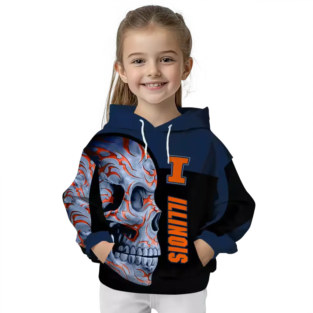 illinois fighting illini skull motif blue black hoodie top rated illinois fighting illini skull motif blue black hoodie top rated