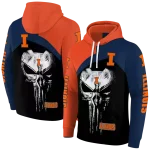 illinois fighting illini skull punisher orange black hoodie best selling